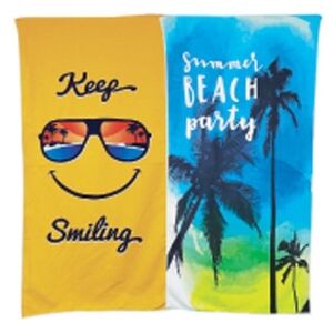 Colorful Beach Towel with Sunglasses and Palm Trees